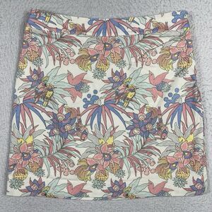 Talbots Skirt Womens 8 Pineapple Fruit Floral Leaves Parrot Tropical Resort Work